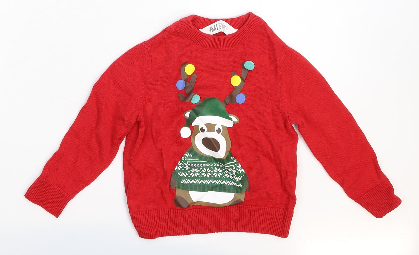 H&M Baby Red  Knit Pullover Jumper Size 18-24 Months  - Christmas