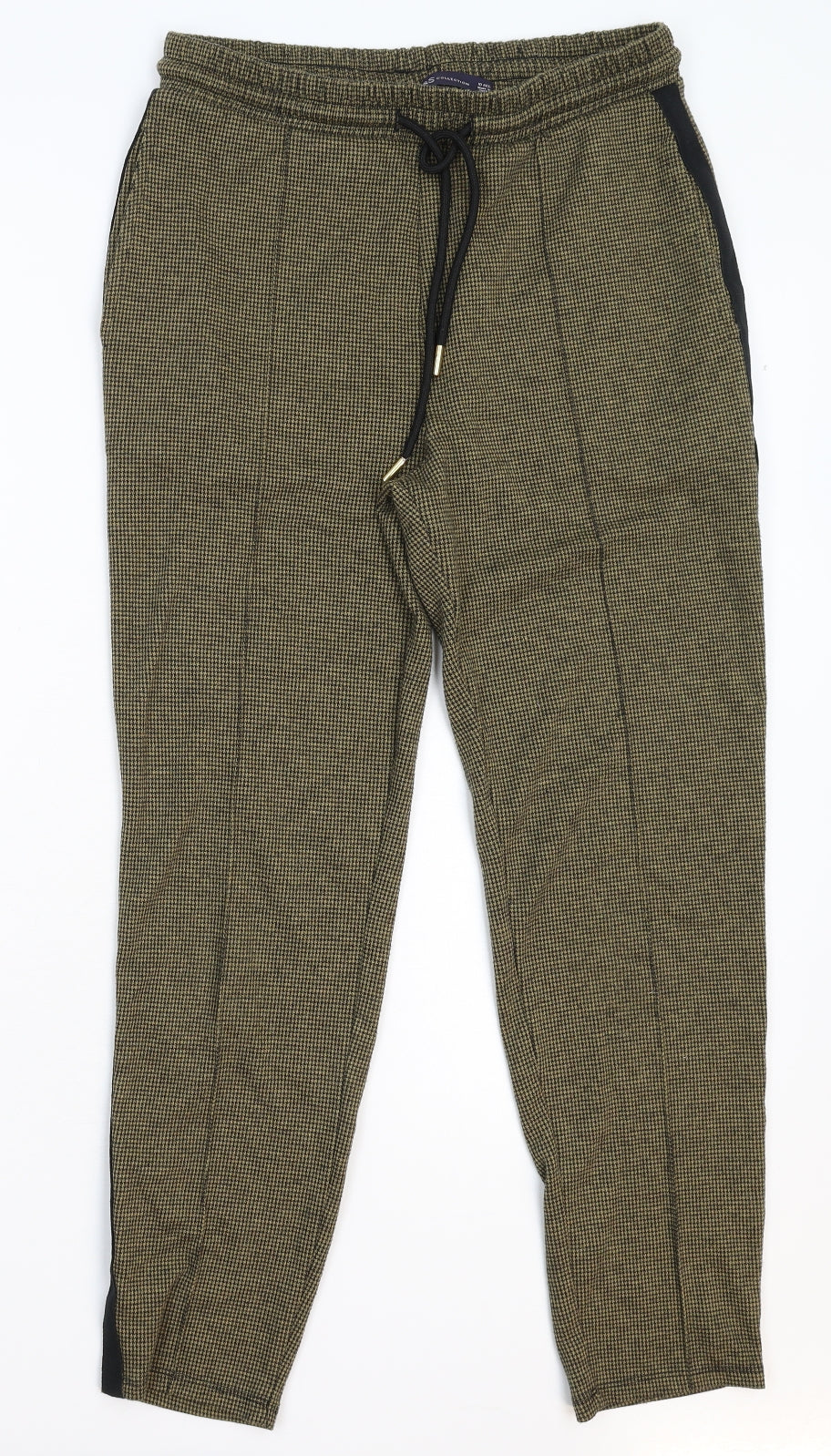 Marks and Spencer Womens Grey Houndstooth  Jogger Trousers Size 10 L25 in
