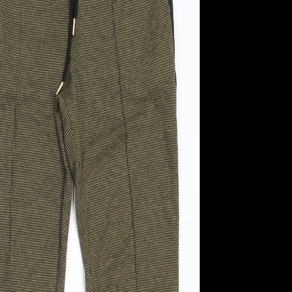 Marks and Spencer Womens Grey Houndstooth  Jogger Trousers Size 10 L25 in