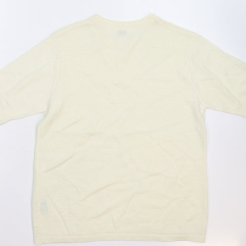 Oscar Womens White  Knit Pullover Jumper Size M
