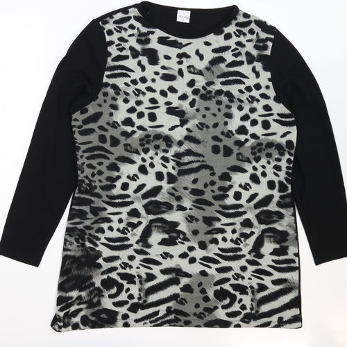 Stock Shop Womens Black Animal Print Knit Jumper Dress  Size XL