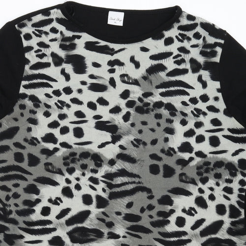 Stock Shop Womens Black Animal Print Knit Jumper Dress  Size XL