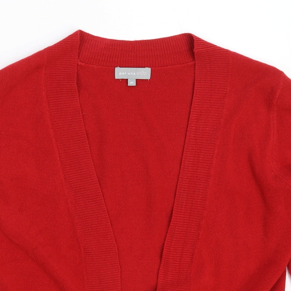 Per Una Womens Red  Knit Cardigan Jumper Size M