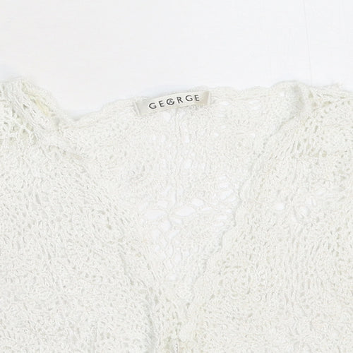 George Womens White  Knit Cardigan Jumper Size 14