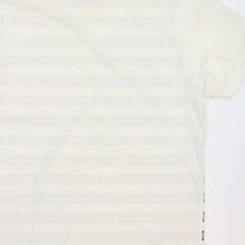 Easy Mens White Striped   T-Shirt Size M