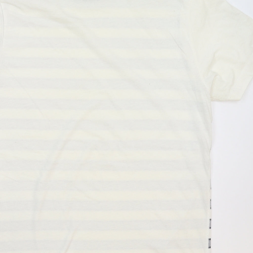 Easy Mens White Striped   T-Shirt Size M