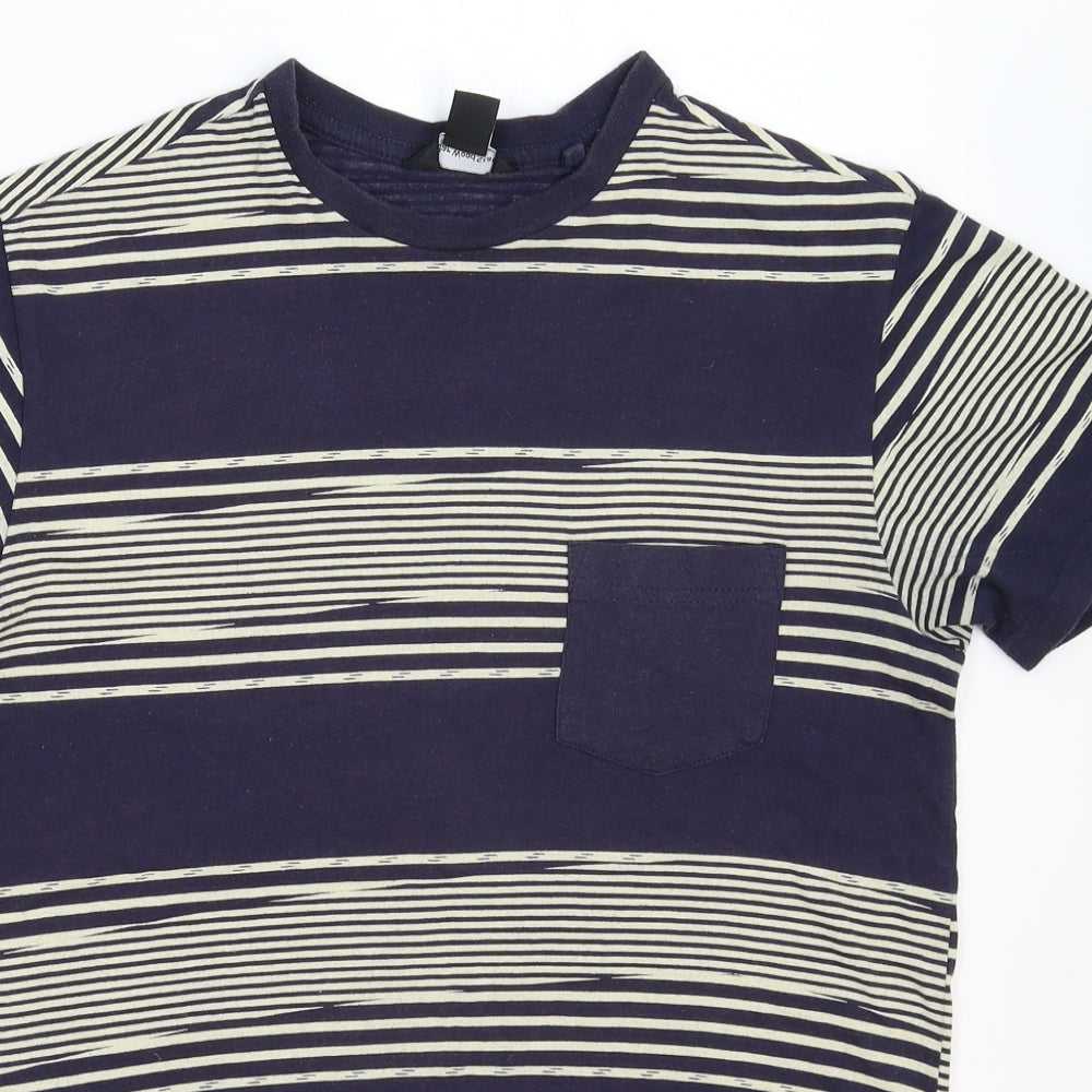 Cedar Wood State Mens Blue Striped   T-Shirt Size S