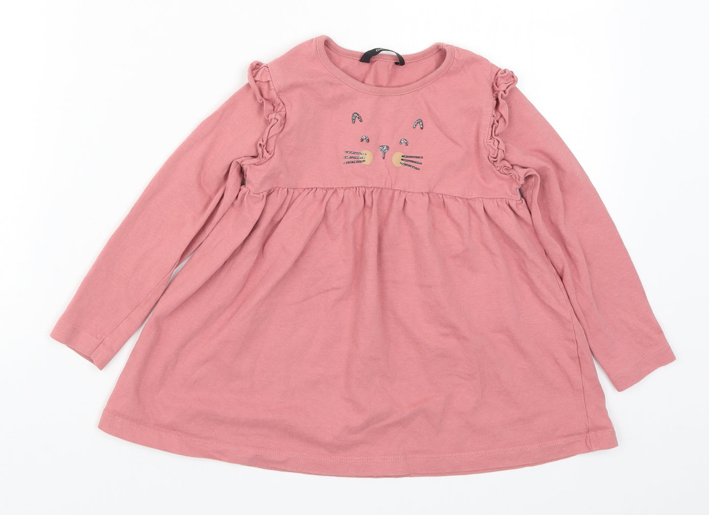 George Girls Pink   A-Line  Size 3-4 Years  - Cat Face