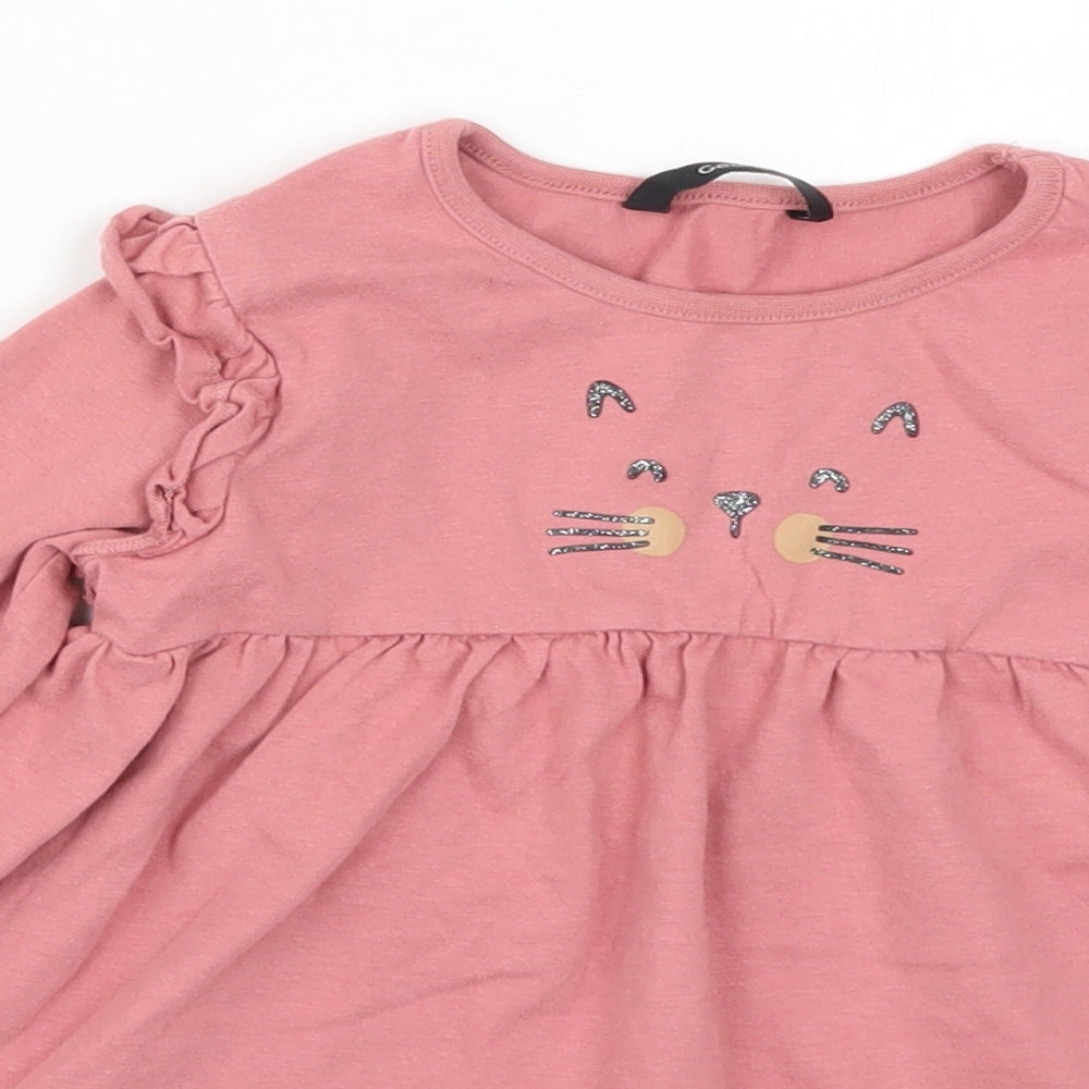 George Girls Pink   A-Line  Size 3-4 Years  - Cat Face