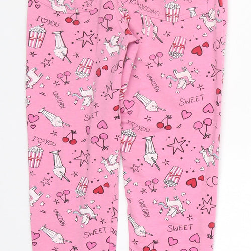 Matalan Girls Pink   Windbreaker Trousers Size 9 Months - Unicorns Milkshakes Popcorn Pyjama Pants