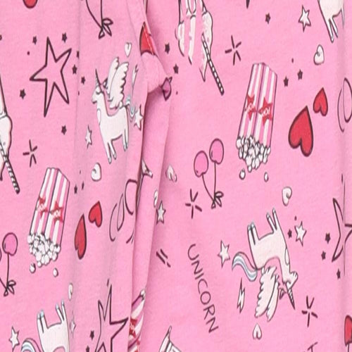 Matalan Girls Pink   Windbreaker Trousers Size 9 Months - Unicorns Milkshakes Popcorn Pyjama Pants