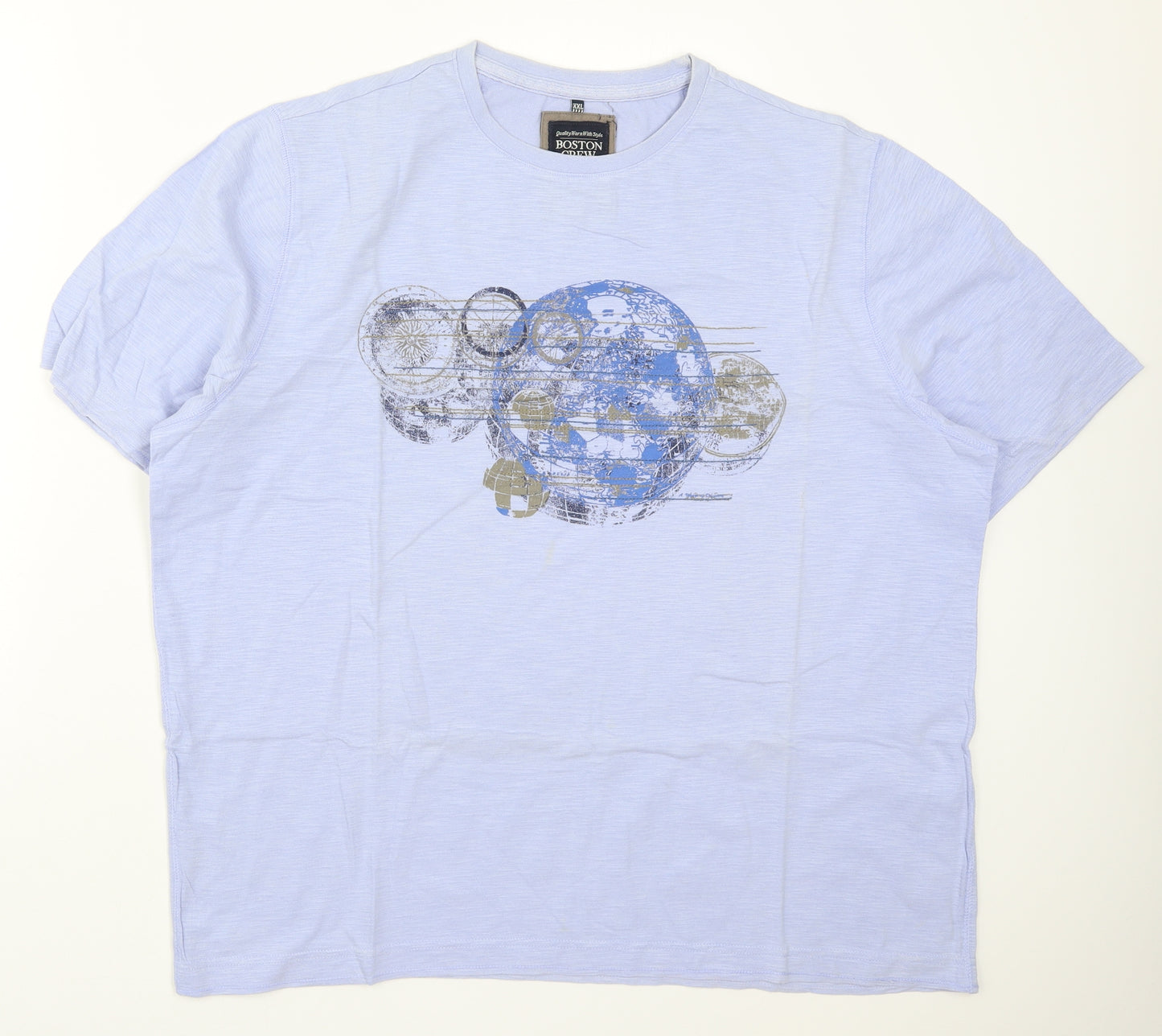 Boston Crew Mens Blue    T-Shirt Size 2XL  - Planet Earth