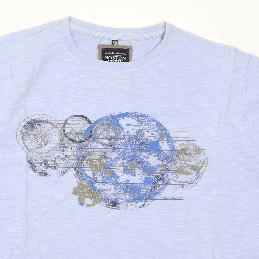 Boston Crew Mens Blue    T-Shirt Size 2XL  - Planet Earth