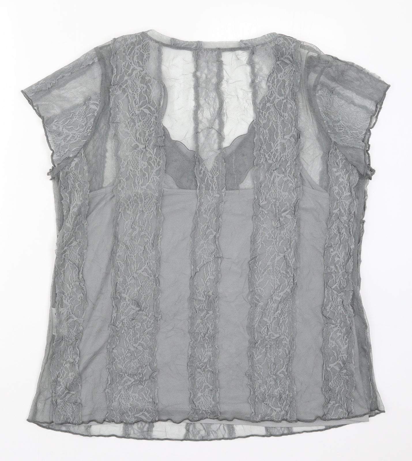 Per Una Womens Grey  Lace Basic Tank Size 20