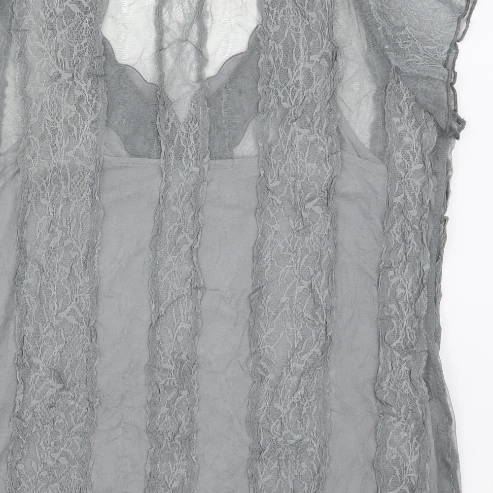 Per Una Womens Grey  Lace Basic Tank Size 20
