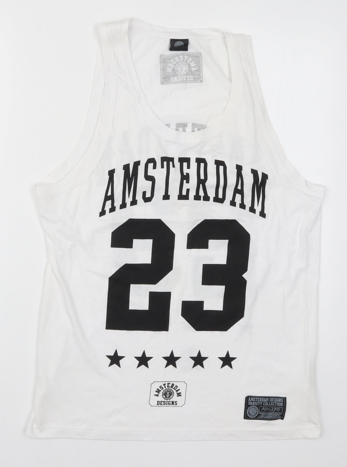 Amsterdam Designs Mens White    T-Shirt Size L  - Amsterdam 23