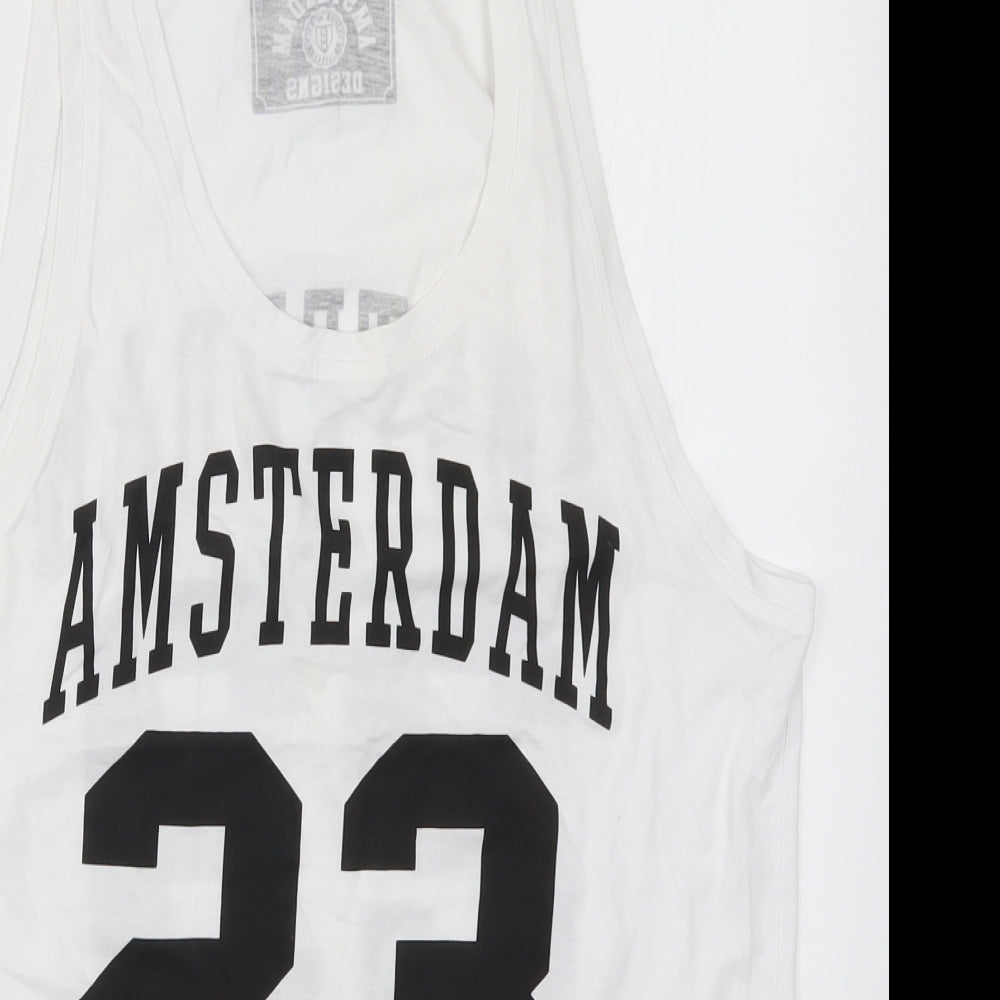 Amsterdam Designs Mens White    T-Shirt Size L  - Amsterdam 23