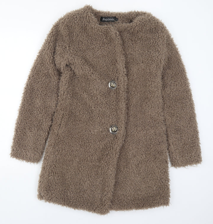 Angelababy Womens Brown Overcoat Coat Size S