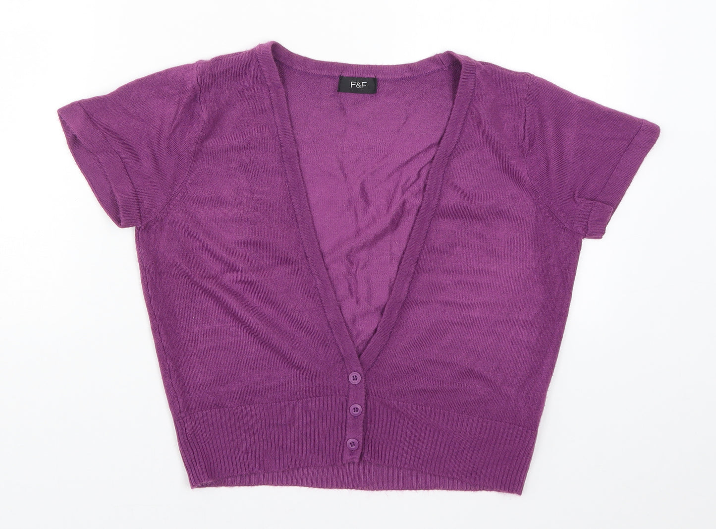 F&F Womens Purple  Knit Cardigan Jumper Size 12