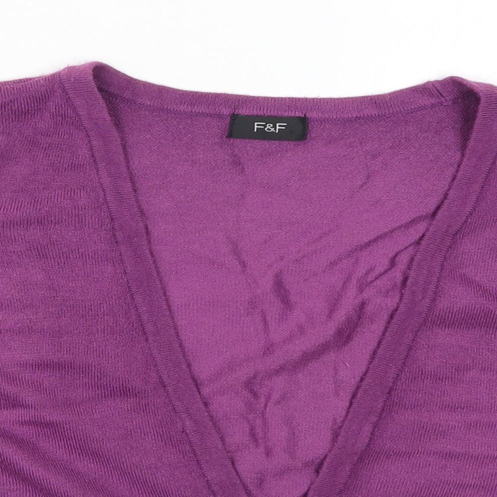 F&F Womens Purple  Knit Cardigan Jumper Size 12