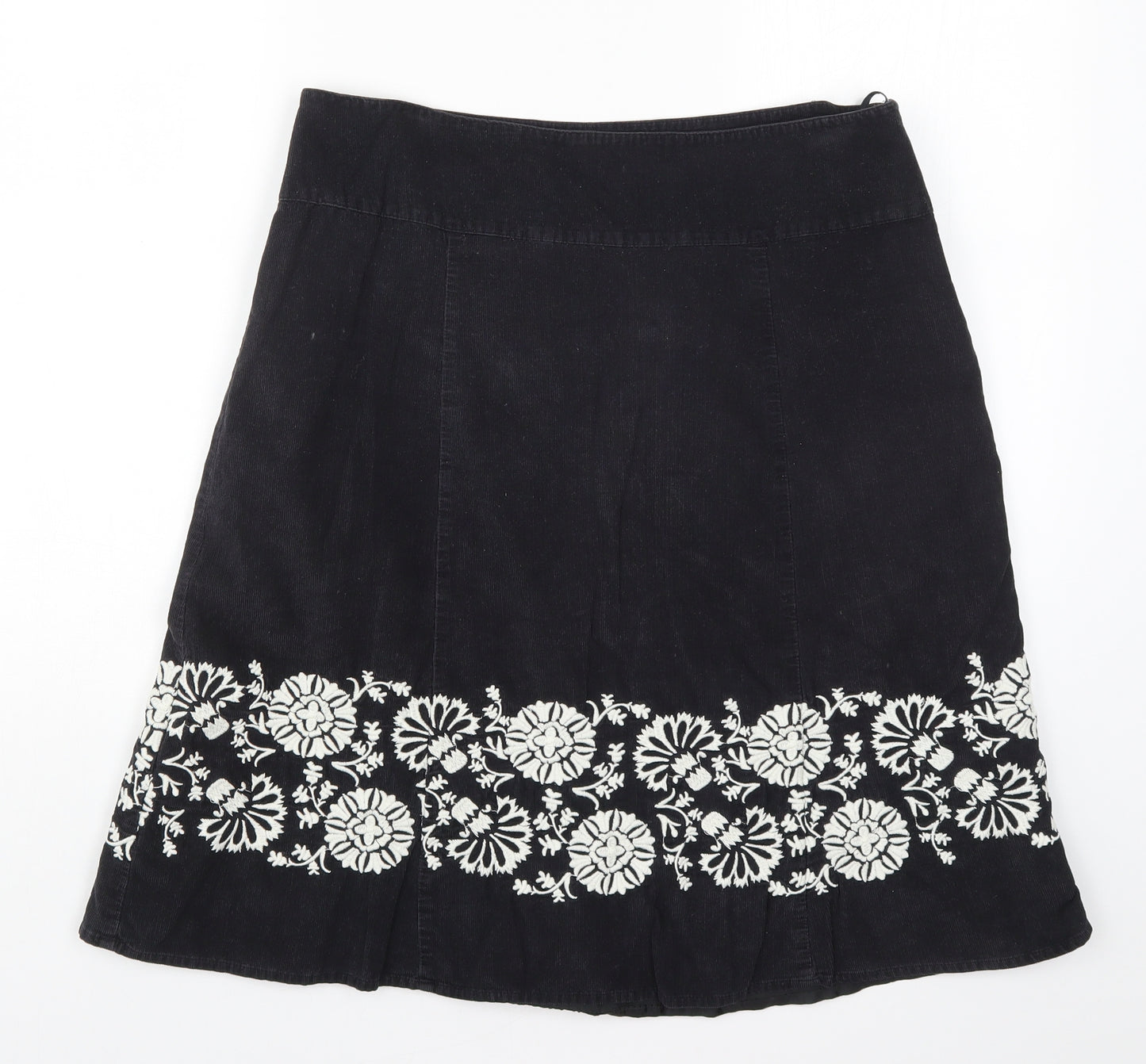 Monsoon Womens Black Floral  A-Line Skirt Size 14