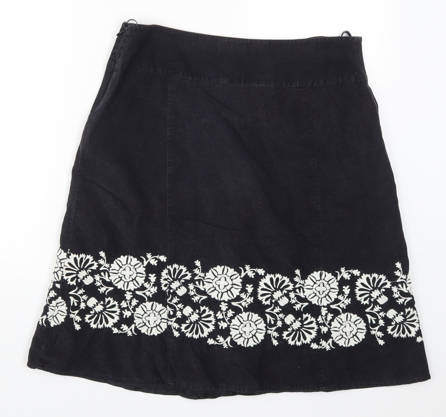 Monsoon Womens Black Floral  A-Line Skirt Size 14