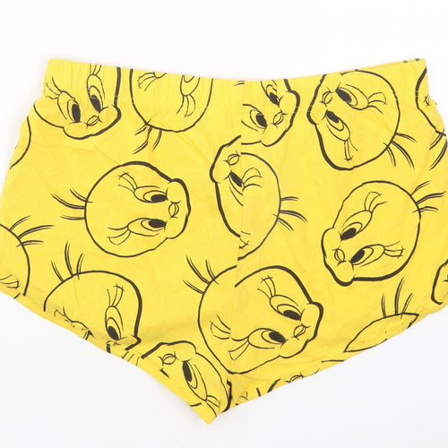 Primark Womens Yellow   Sweat Shorts Size 14 - Tweety Pie Pyjama Shorts