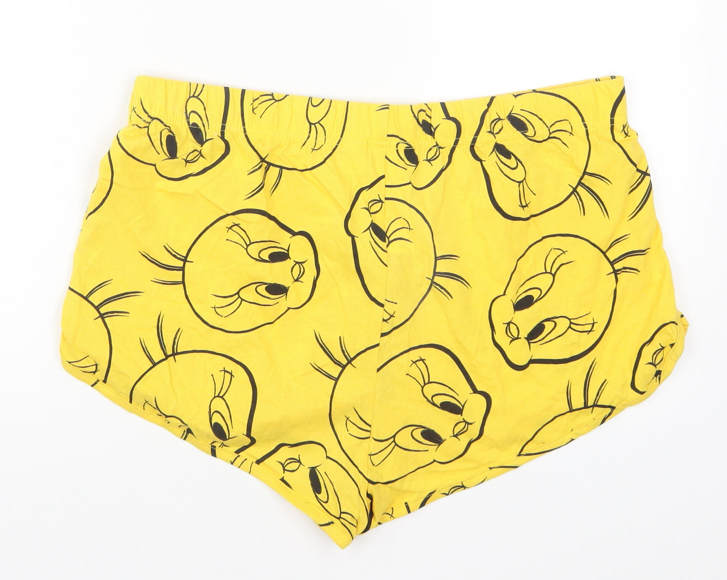 Primark Womens Yellow   Sweat Shorts Size 14 - Tweety Pie Pyjama Shorts