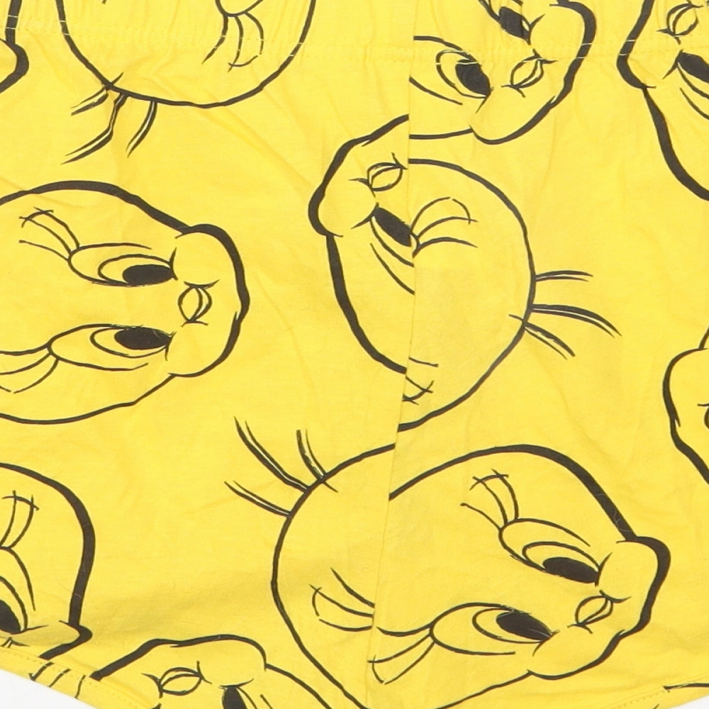 Primark Womens Yellow   Sweat Shorts Size 14 - Tweety Pie Pyjama Shorts