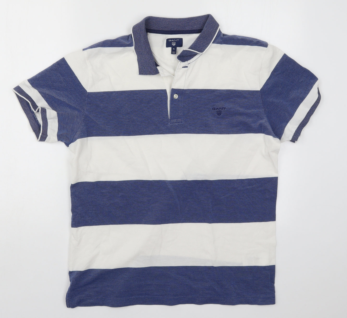 GANT Mens Blue Striped   Polo Size XL