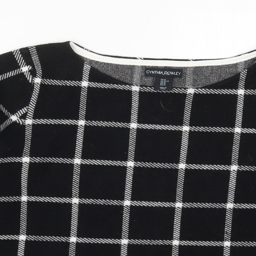 Cynthia Rowley Womens Black Check Rayon Pullover Jumper Size XL