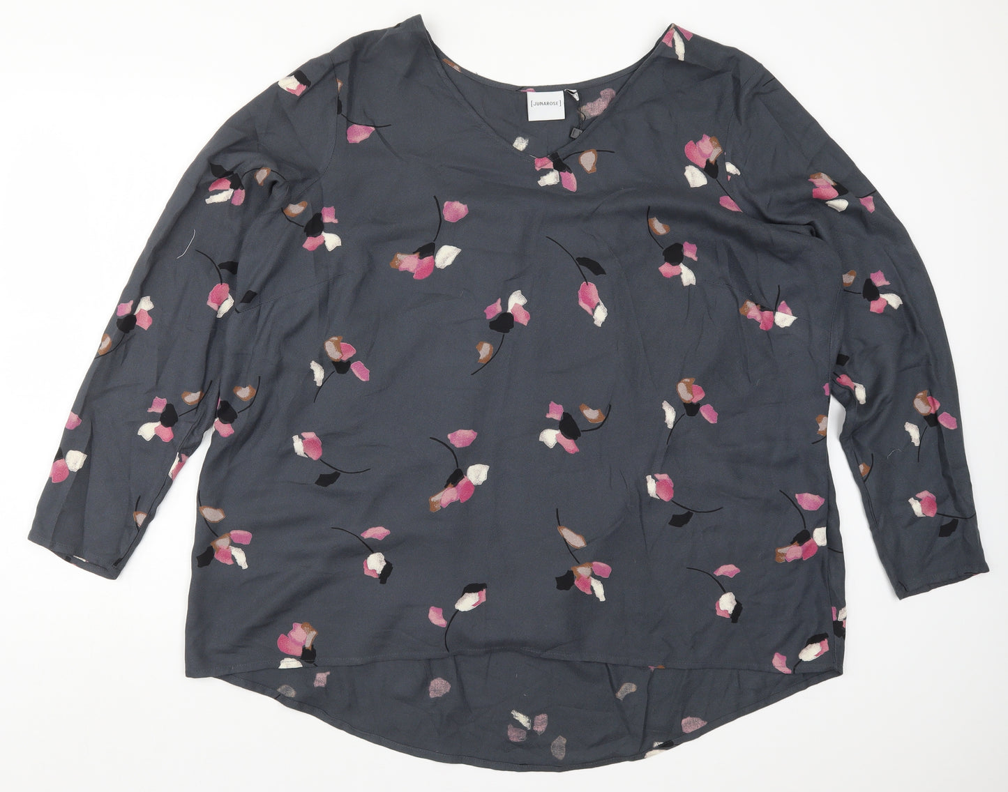 JUNAROSE Womens Grey Floral  Basic Blouse Size 22