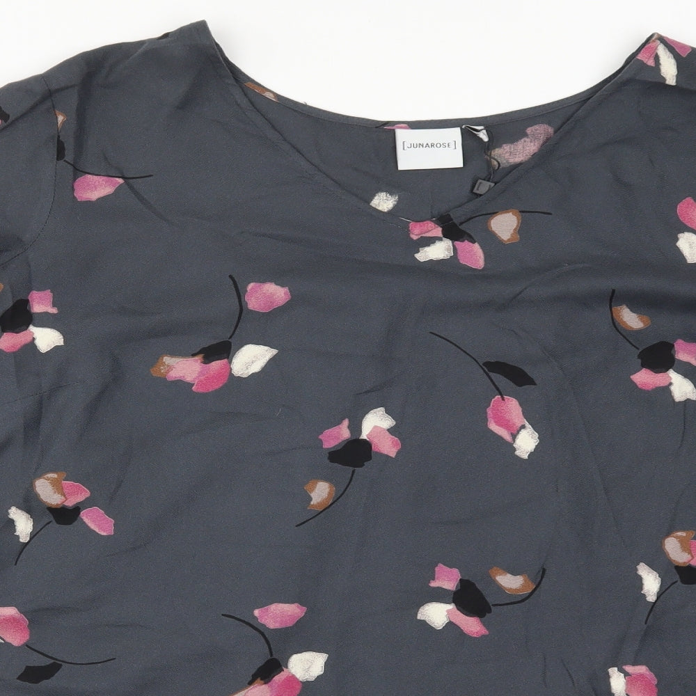 JUNAROSE Womens Grey Floral  Basic Blouse Size 22