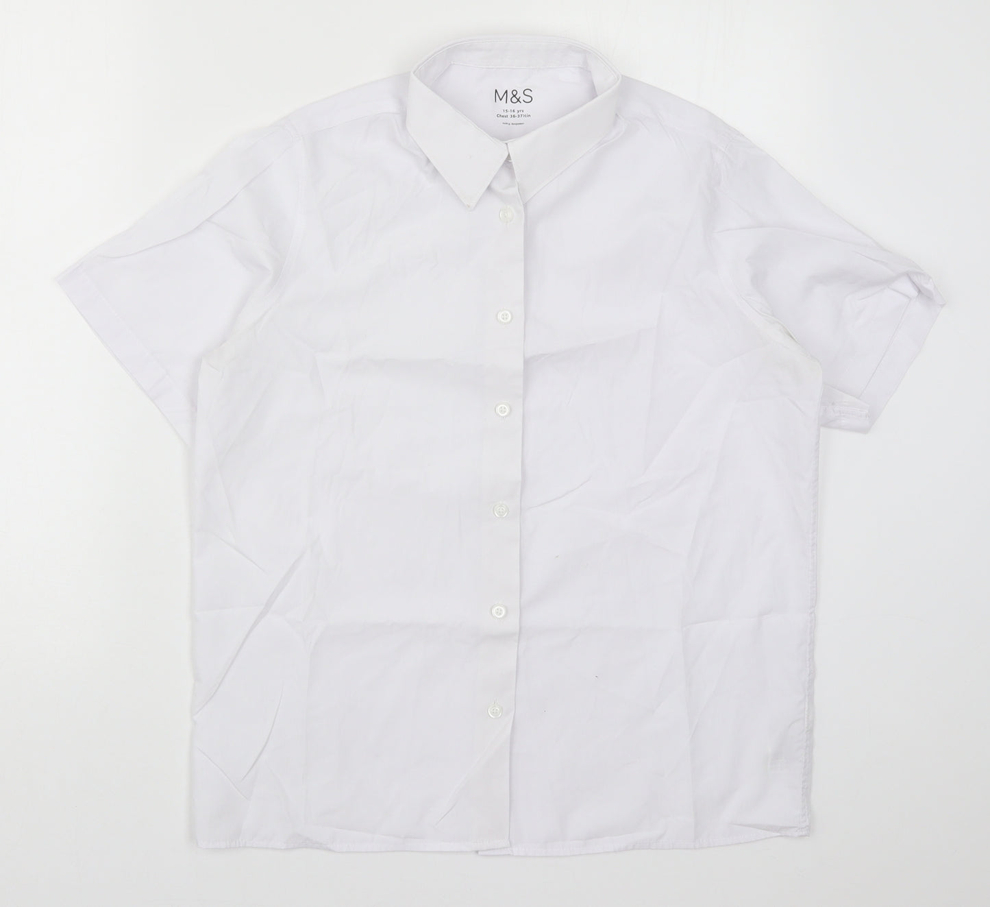 Marks and Spencer Boys White   Basic Button-Up Size 15-16 Years