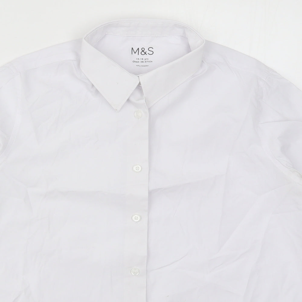 Marks and Spencer Boys White   Basic Button-Up Size 15-16 Years
