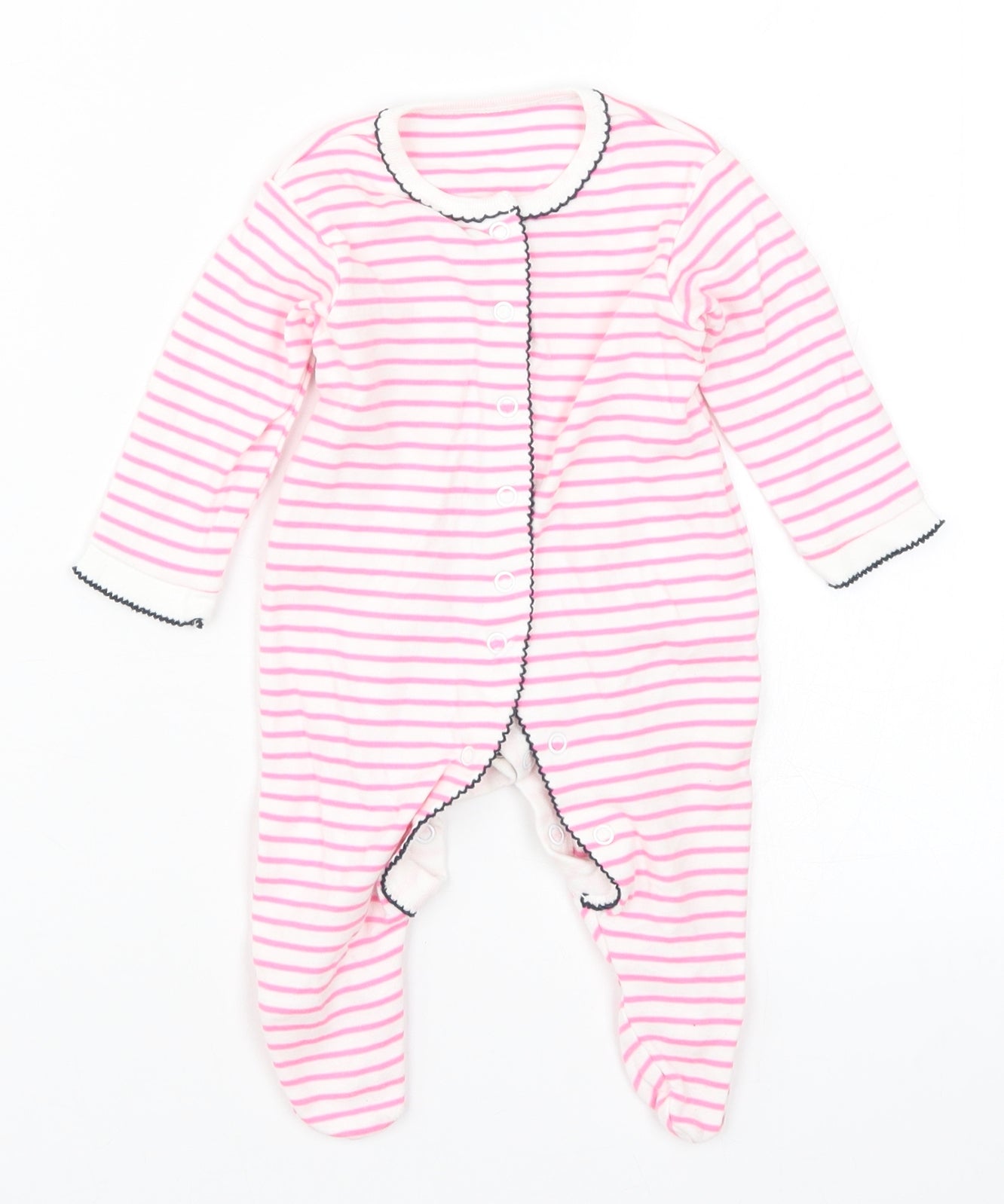 Waitrose Girls Pink Striped  Coverall One-Piece Size 0-3 Months