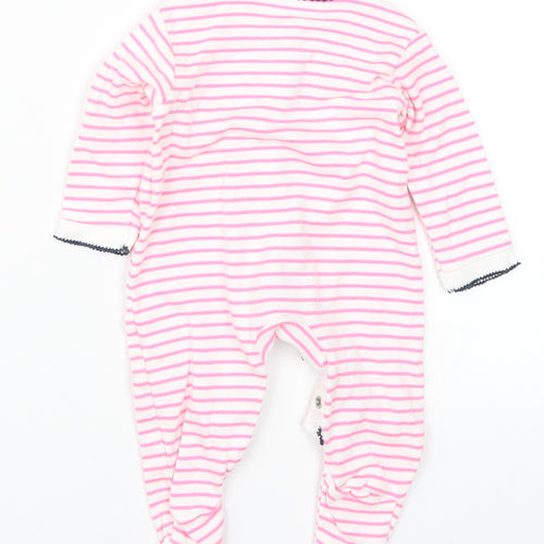 Waitrose Girls Pink Striped  Coverall One-Piece Size 0-3 Months