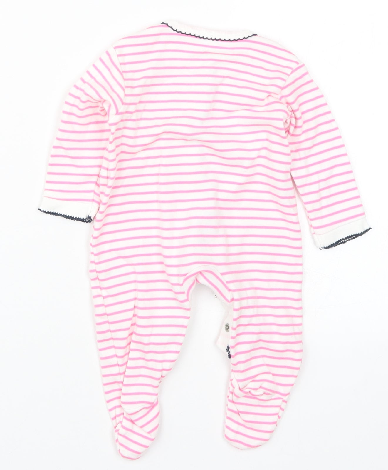 Waitrose Girls Pink Striped  Coverall One-Piece Size 0-3 Months