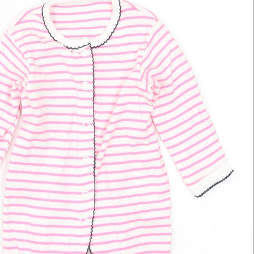 Waitrose Girls Pink Striped  Coverall One-Piece Size 0-3 Months