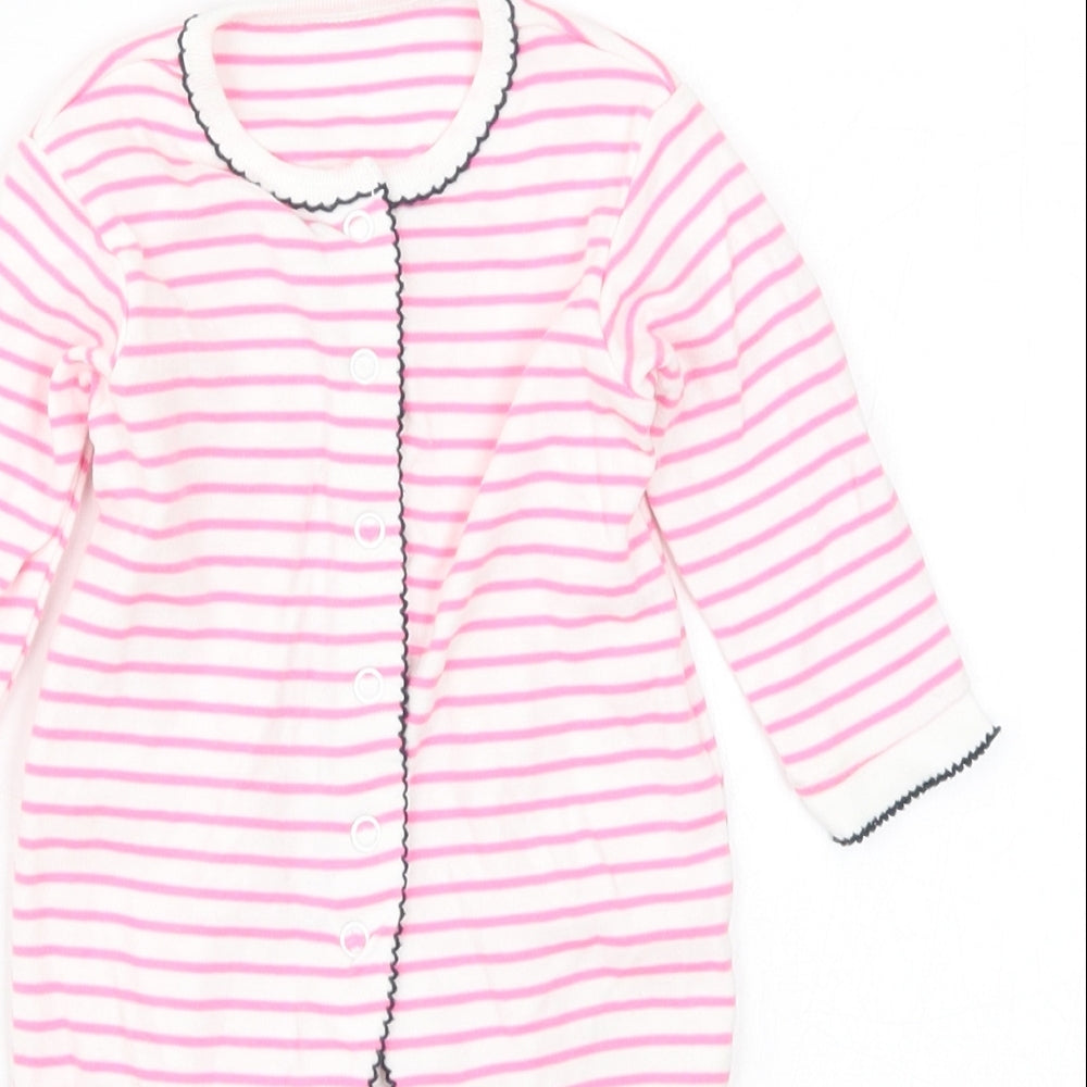 Waitrose Girls Pink Striped  Coverall One-Piece Size 0-3 Months
