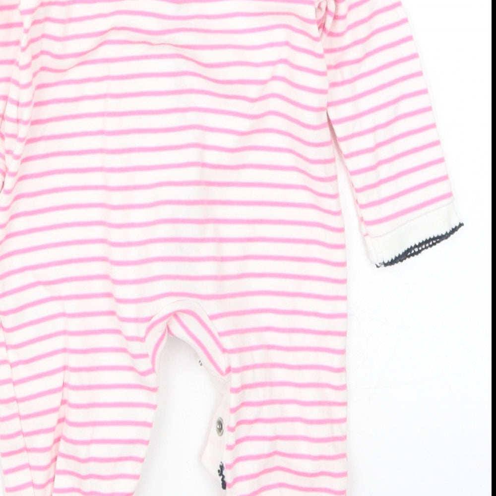 Waitrose Girls Pink Striped  Coverall One-Piece Size 0-3 Months