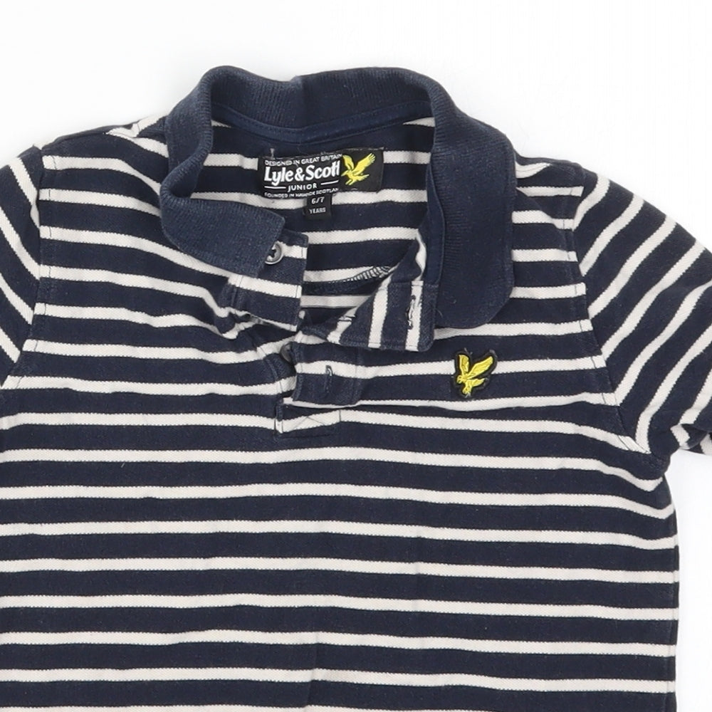 Lyle & Scott Boys Blue Striped  Basic Polo Size 6-7 Years