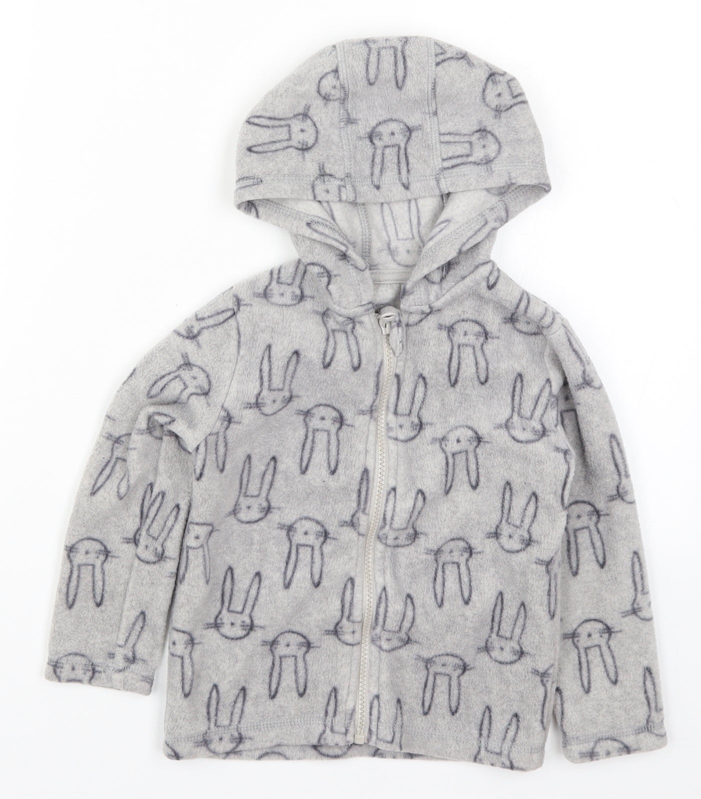 George Girls Grey  Fleece Jacket  Size 3-4 Years  - Rabbits