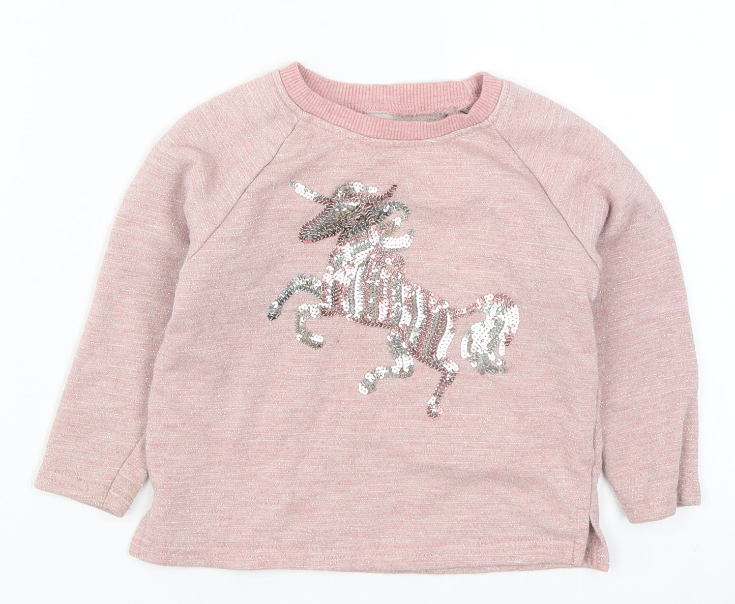 Primark Girls Pink   Pullover Sweatshirt Size 2-3 Years  - Unicorn