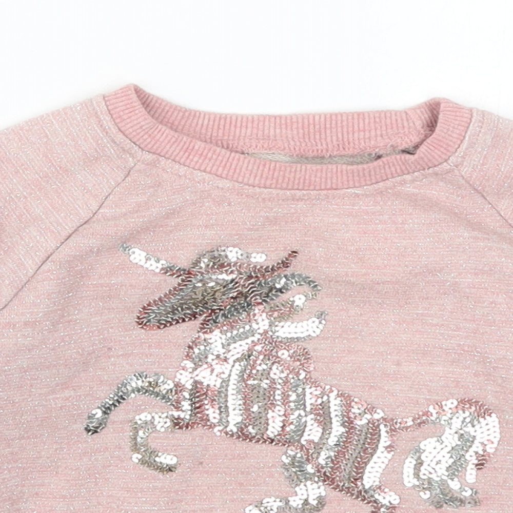 Primark Girls Pink   Pullover Sweatshirt Size 2-3 Years  - Unicorn
