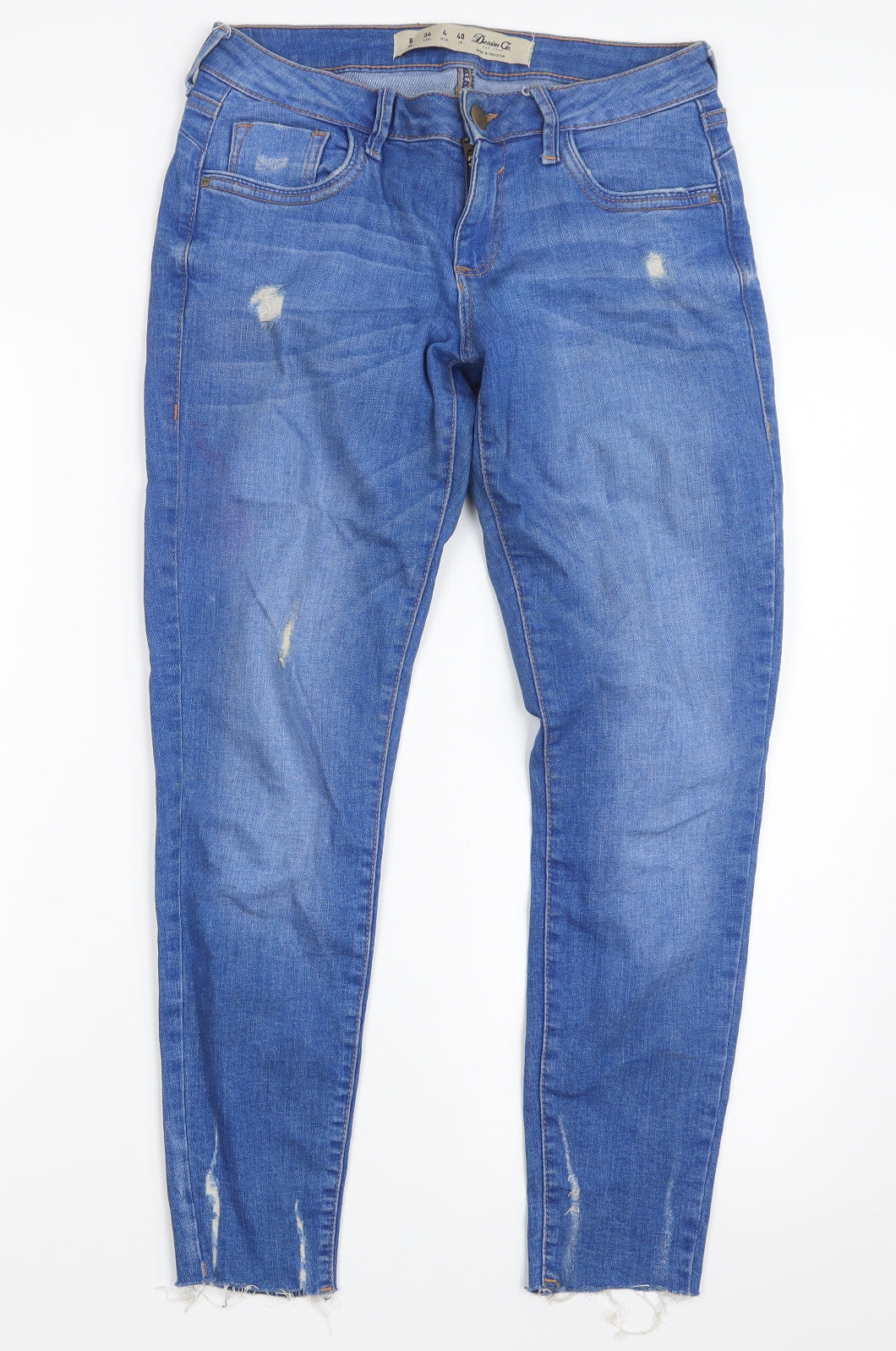 Denim Co. Womens Blue  Denim Straight Jeans Size 8 L25.5 in