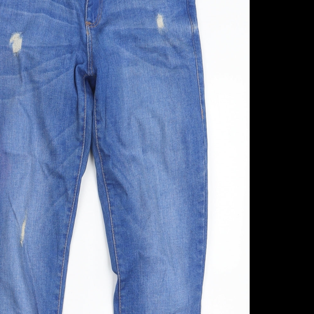 Denim Co. Womens Blue  Denim Straight Jeans Size 8 L25.5 in