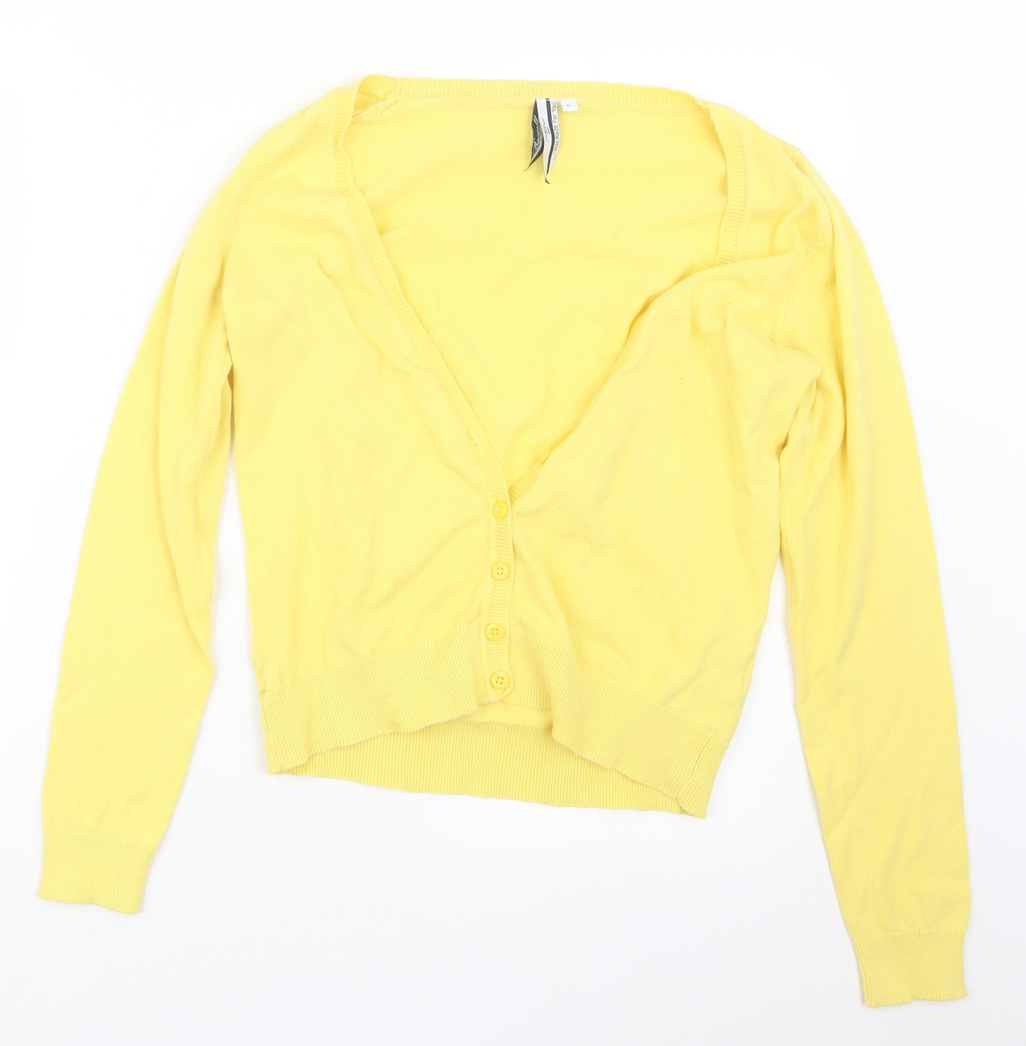New Look Womens Yellow  Knit Cardigan Jumper Size 12