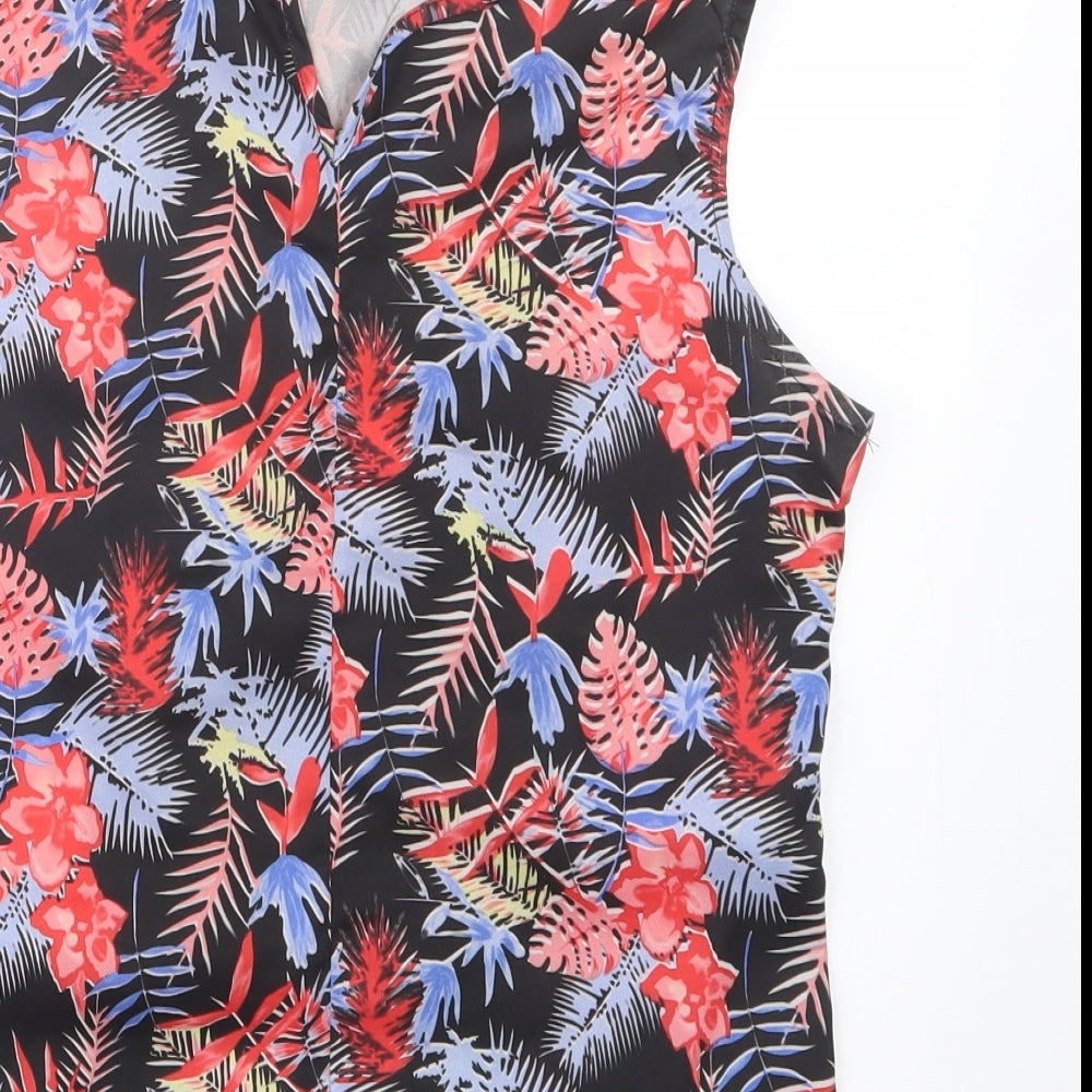 Glamorous Womens Black Floral  Basic Blouse Size S