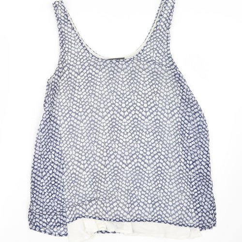 Mango Womens Blue Geometric  Basic Blouse Size S